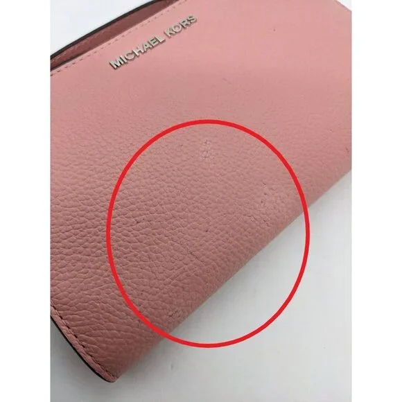 MICHAEL KORS Adele Jet Set logo double zip leather phone wallet wristlet (Used) - Picture 10 of 13